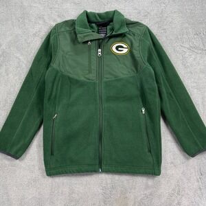 NFL Team Apparel Fleece Jacket Kids S 8 Green Green Bay Packers Full Zip